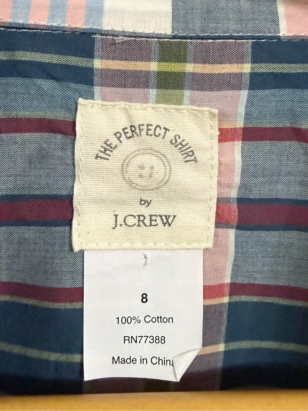 J. Crew Pink, Blue and Green Plaid Button-Down Shirt